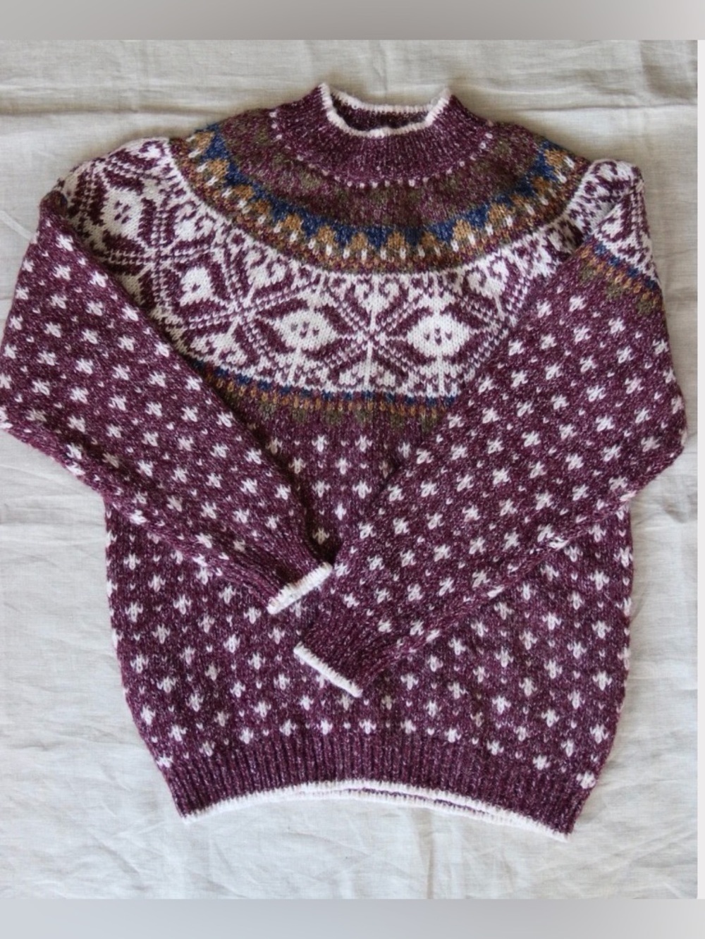 Vintage Knit Stitches knit purple sweater size L. Acrylic/wool/cotton blend